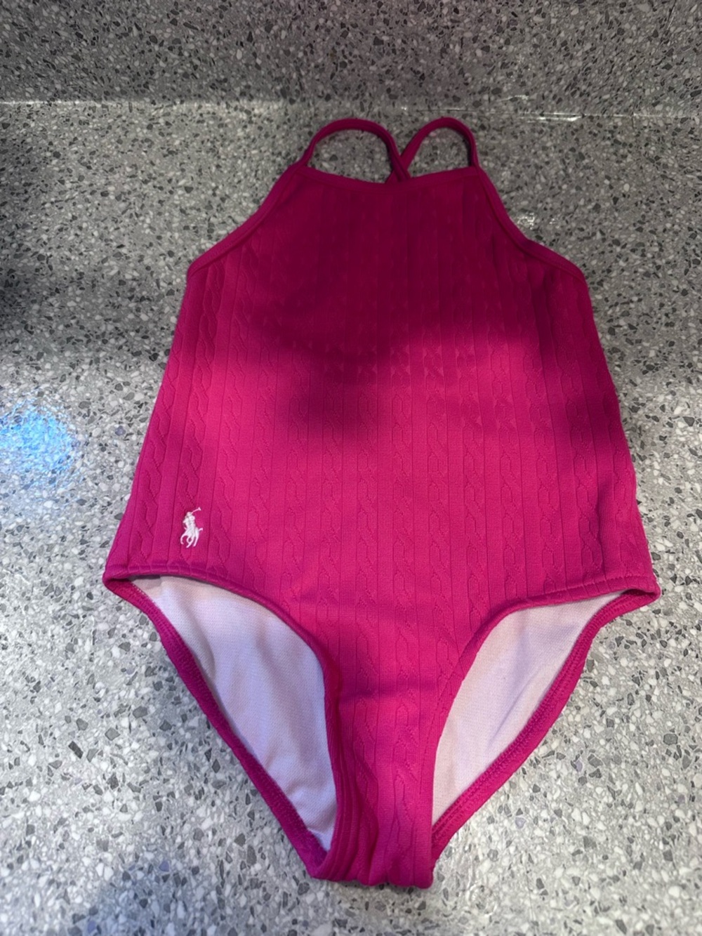 Ralph Lauren Hot Pink Cable-Knit One-Piece Swimsuit 3T